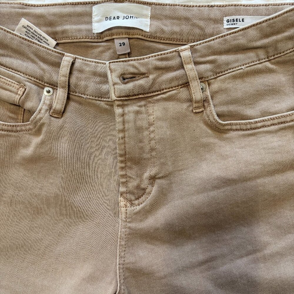 Dear John Giselle Skinny Jeans, Size 29, Khaki Color
